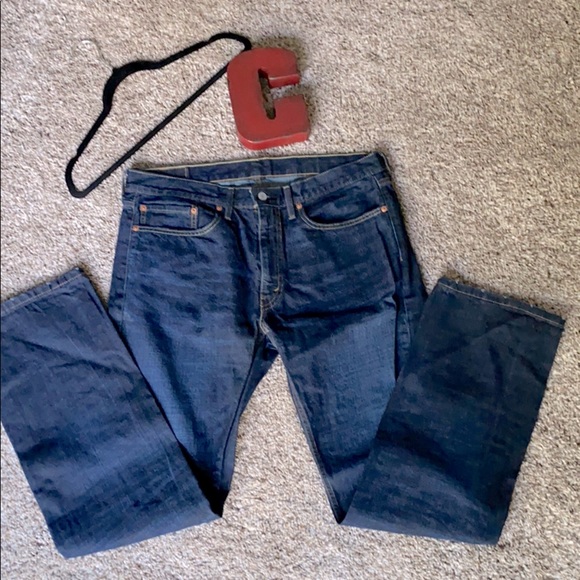 LEVI men’s dark blue straight leg jeans - Picture 1 of 7